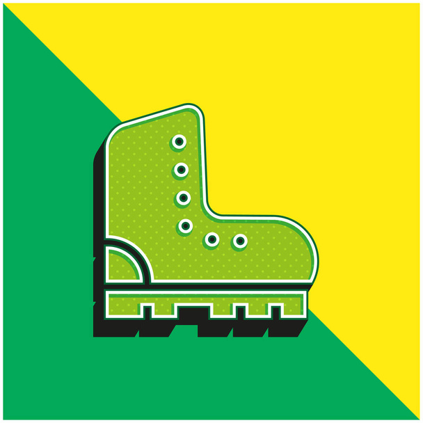 Boots Green and yellow modern 3d vector icon logo - Vector, Image