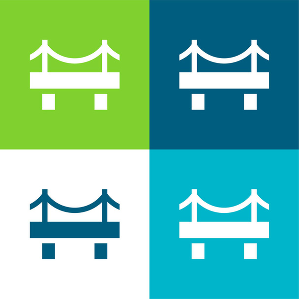 Γέφυρα Επίπεδο σύνολο εικονιδίου τεσσάρων χρωμάτων - Διάνυσμα, εικόνα