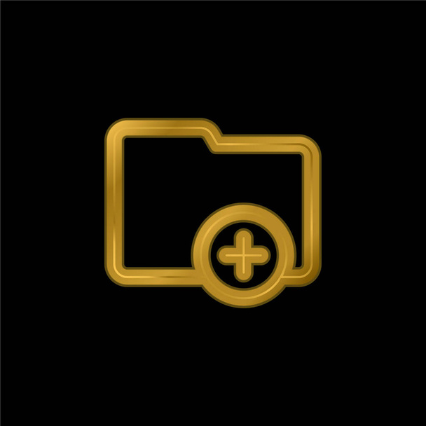 Add Folder Outlined Interface Button gold plated metalic icon or logo vector - Vector, Image