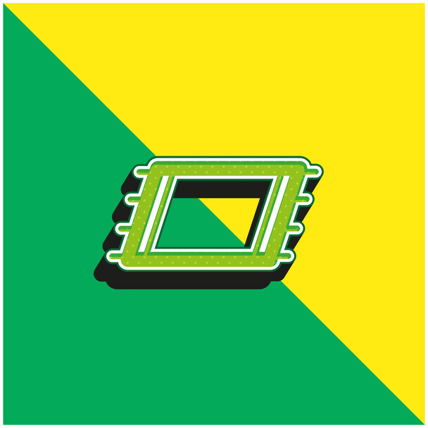 Strandtuch Grünes und gelbes modernes 3D-Vektor-Symbol-Logo - Vektor, Bild