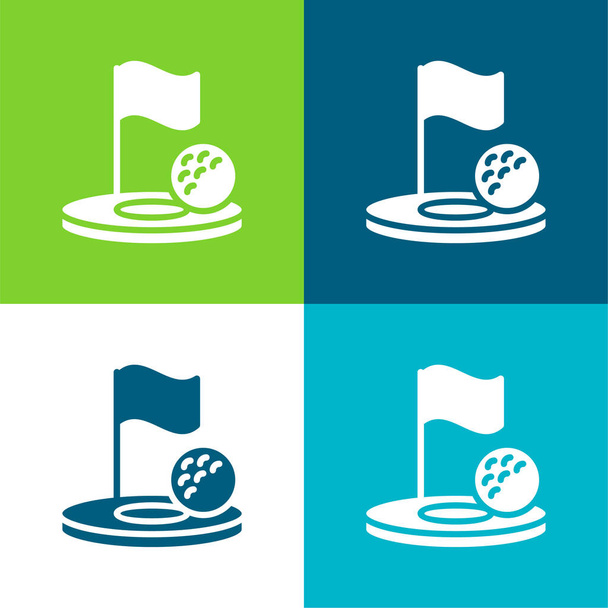 Birdie Flat conjunto de iconos mínimos de cuatro colores - Vector, imagen