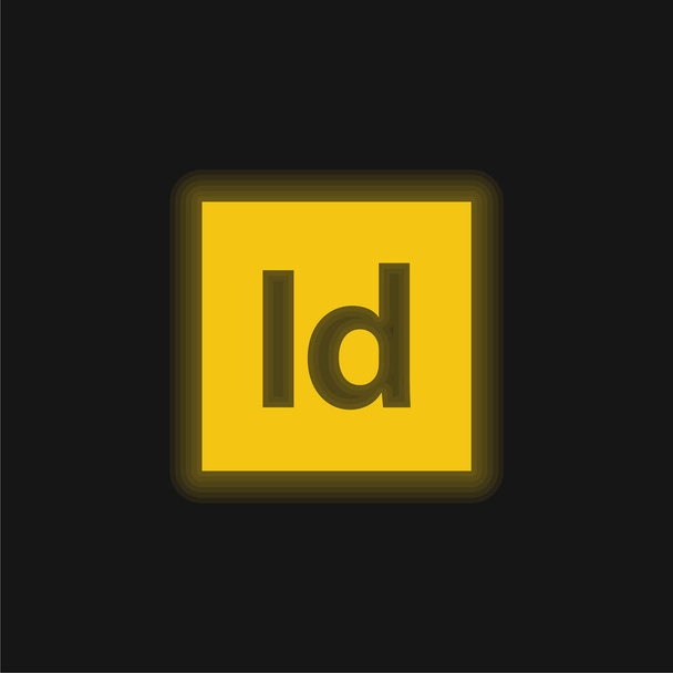 Adobe Indesign yellow glowing neon icon - Vector, Image