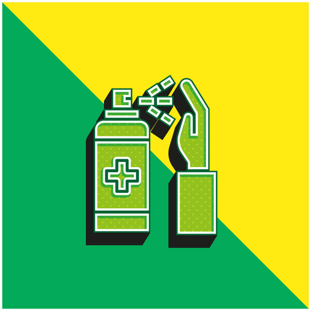 Alkohol gél Zöld és sárga modern 3D vektor ikon logó - Vektor, kép
