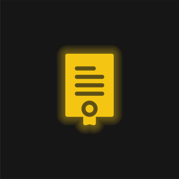 Overeenkomst geel gloeiend neon pictogram - Vector, afbeelding