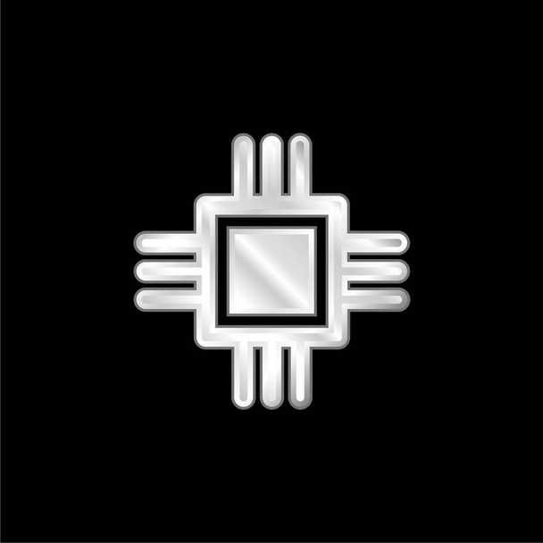 Big Chip postříbřená kovová ikona - Vektor, obrázek