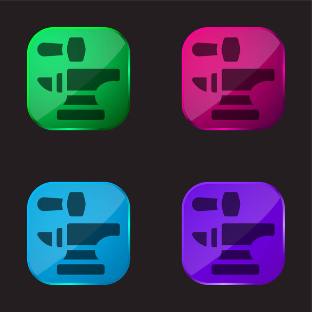 Amboss vier Farben Glasknopf-Symbol - Vektor, Bild