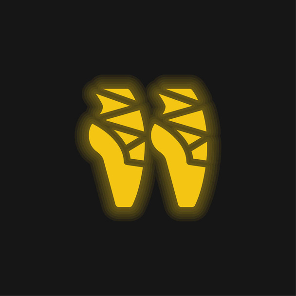 Balletto giallo incandescente icona al neon - Vettoriali, immagini