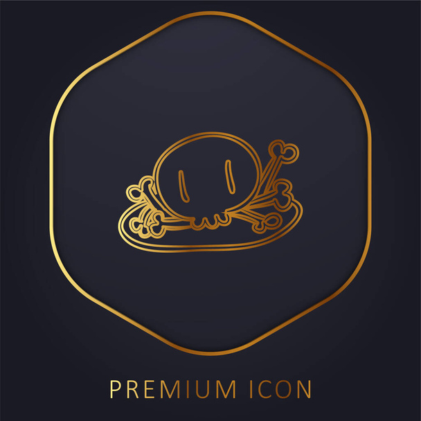Кости свай золотой линии премиум логотип или значок - Вектор,изображение