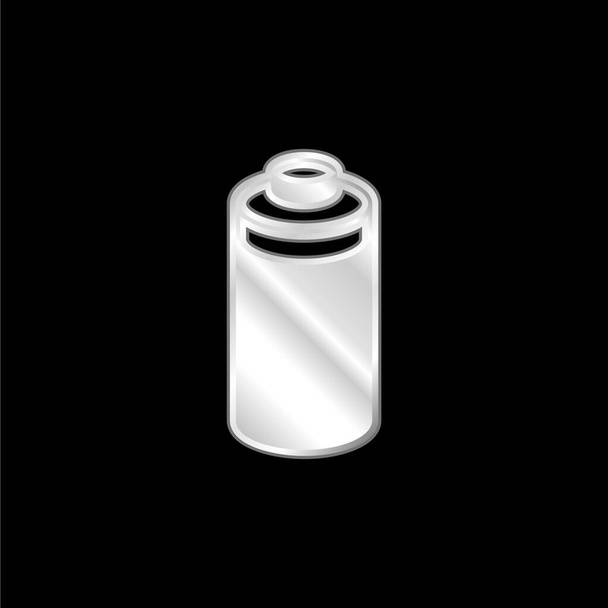Bateria banhado a prata ícone metálico - Vetor, Imagem