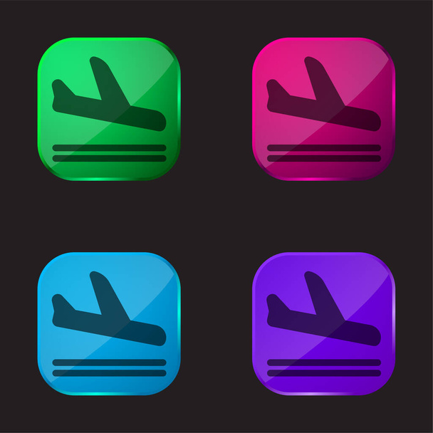 Érkezések négy színű üveg gomb ikon - Vektor, kép