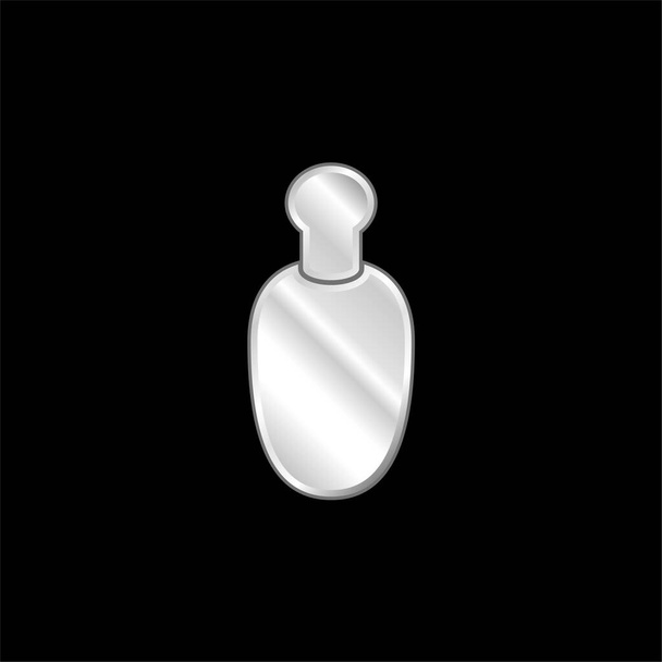 Черная бутылка и серебристая металлическая икона округлой формы - Вектор,изображение