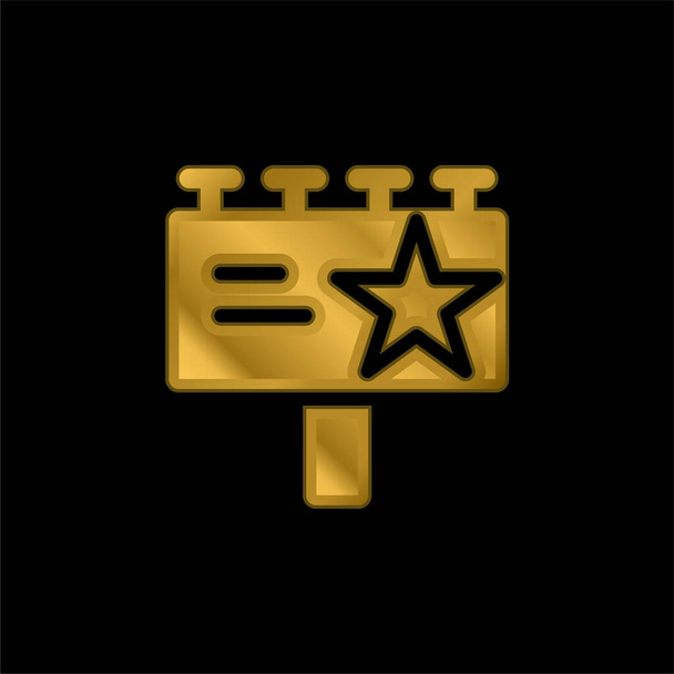 Billboard chapado en oro icono metálico o logo vector - Vector, imagen