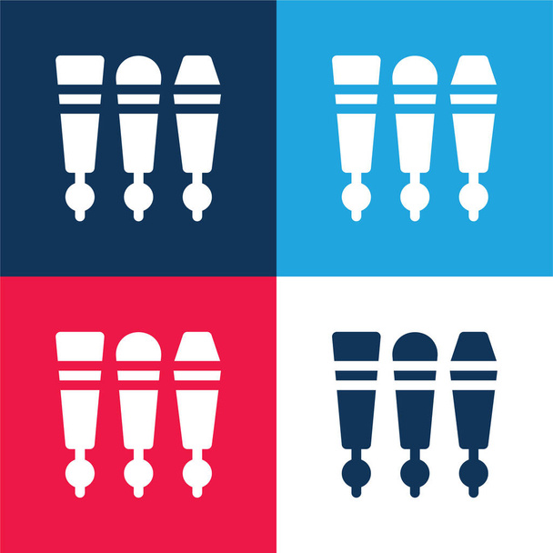 Sörcsapoló kék és piros négy szín minimális ikon készlet - Vektor, kép