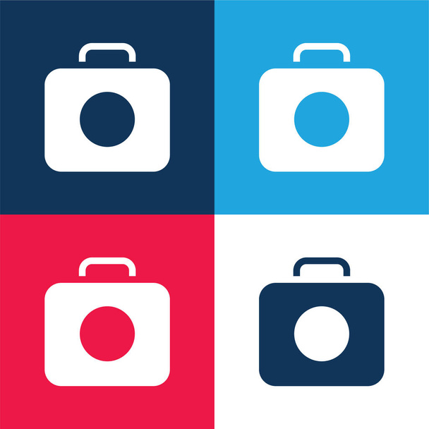 Aktatáska kék és piros négy szín minimális ikon készlet - Vektor, kép