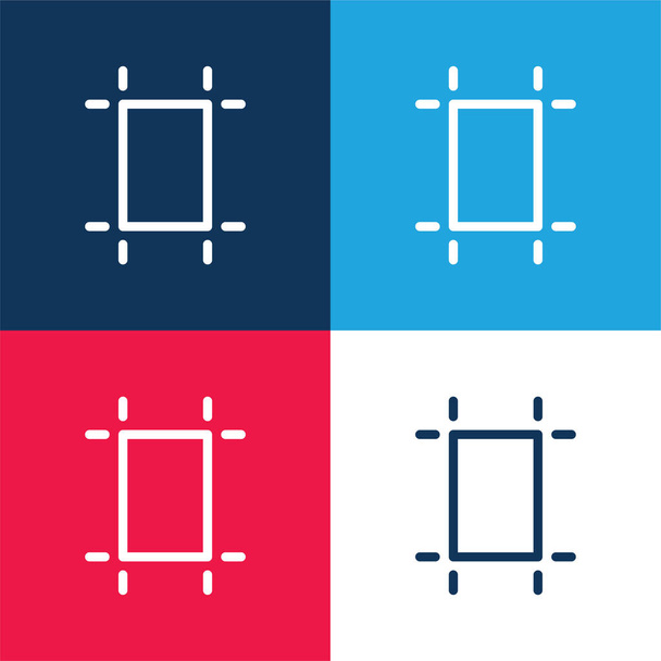 Artboard blauw en rood vier kleuren minimale pictogram set - Vector, afbeelding