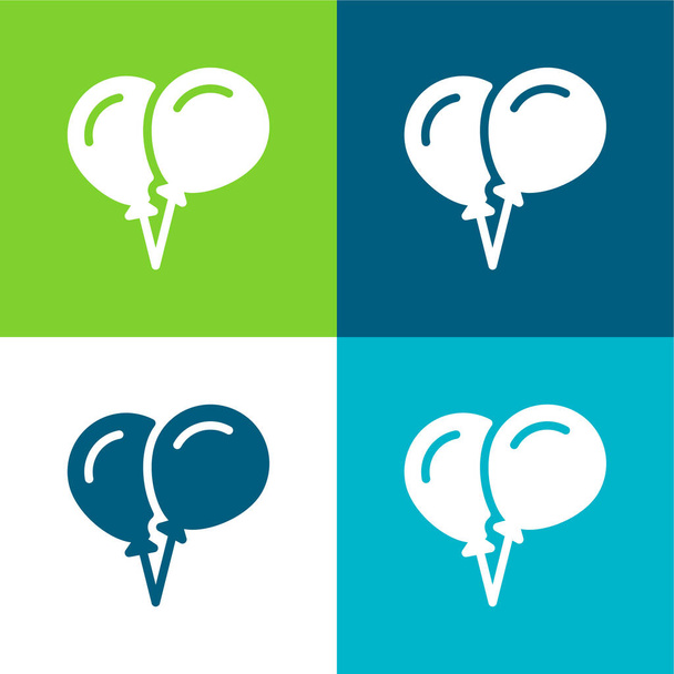 Luftballons Flache vier Farben minimales Symbol-Set - Vektor, Bild
