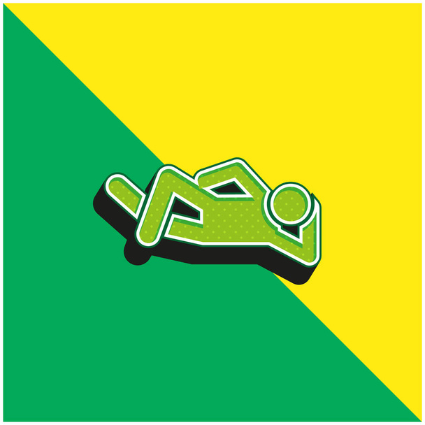 Breakdance Vihreä ja keltainen moderni 3d vektori kuvake logo - Vektori, kuva