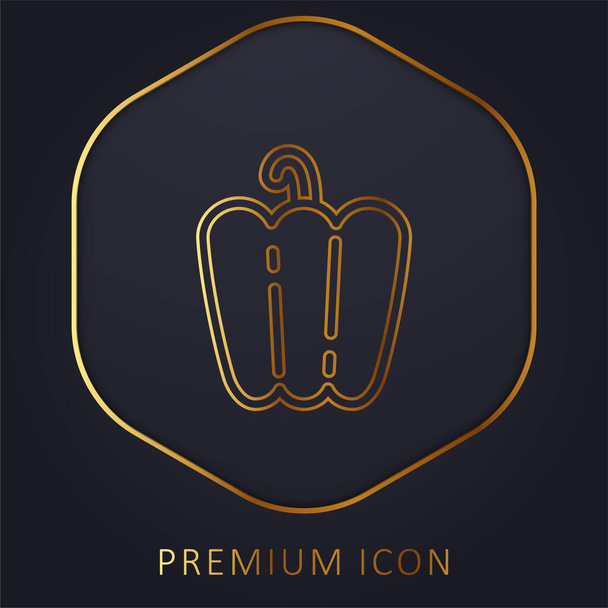 Bell Pepper linha dourada logotipo premium ou ícone - Vetor, Imagem