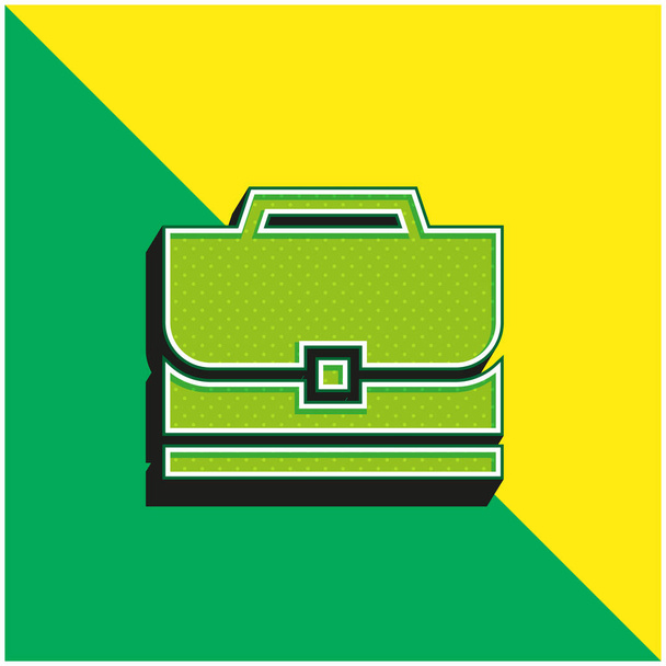 Briefcase Green and yellow modern 3d vector icon logo - Vector, Image