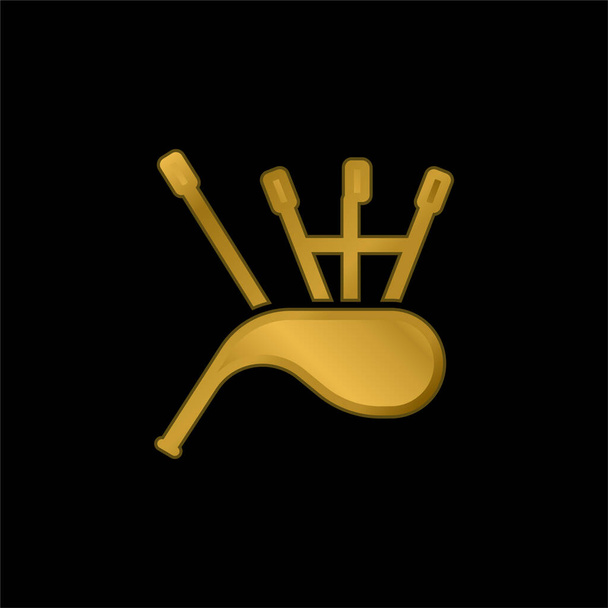 Bagpipes chapado en oro icono metálico o logotipo vector - Vector, Imagen
