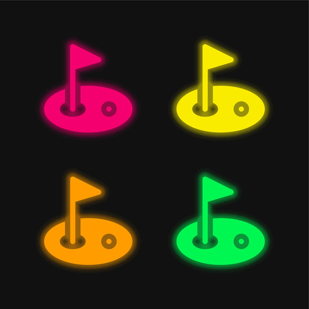 Birdie four color glowing neon vector icon - Vector, Image