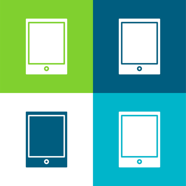 Большой Ipad Плоский четырехцветный минимальный набор иконок - Вектор,изображение
