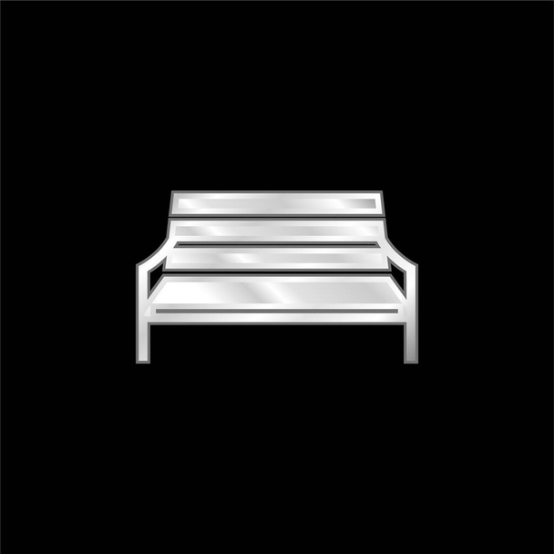 Bench silver plated metallic icon - Vector, Image