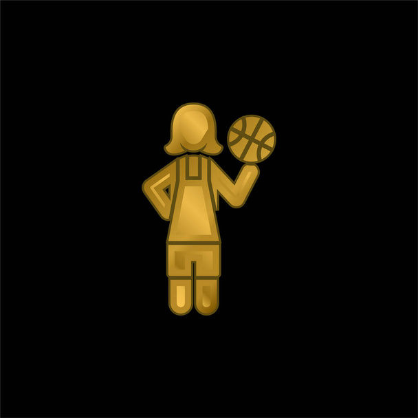 Giocatore di basket oro placcato icona metallica o logo vettoriale - Vettoriali, immagini