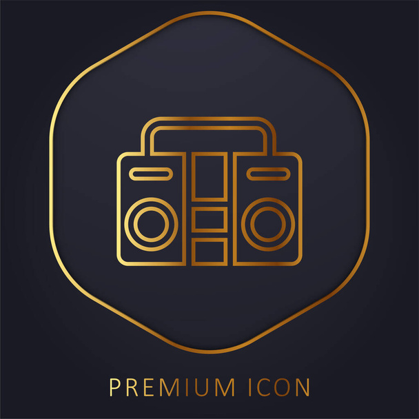 Boombox golden line premium logo or icon - Vector, Image