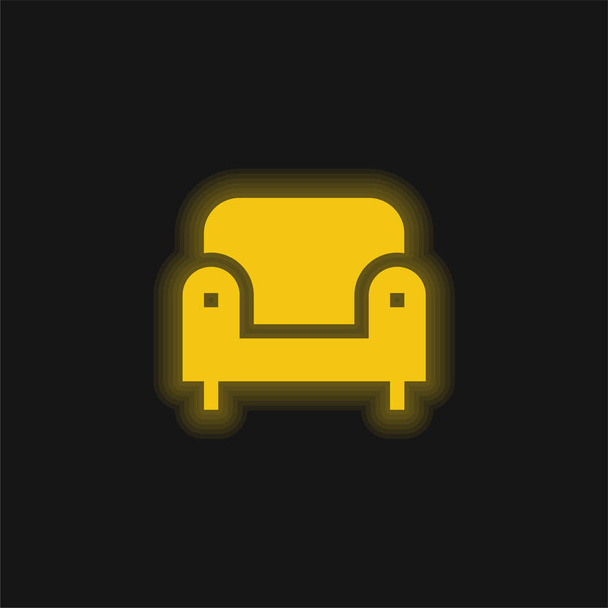Karosszék sárga izzó neon ikon - Vektor, kép
