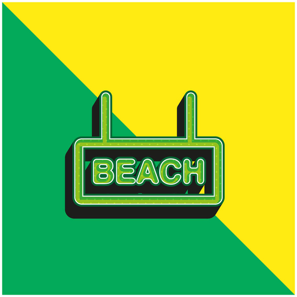 Señal de playa verde y amarillo moderno vector 3d icono del logotipo - Vector, imagen