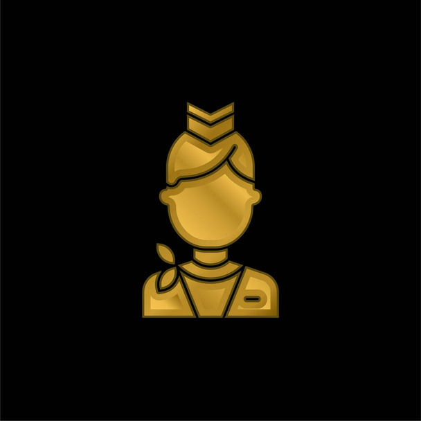 Air Hostess gold plated metalic icon or logo vector - Vector, Image