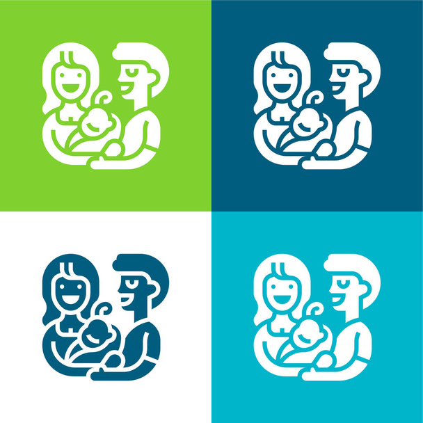 Adoption Płaskie cztery kolory minimalny zestaw ikon - Wektor, obraz