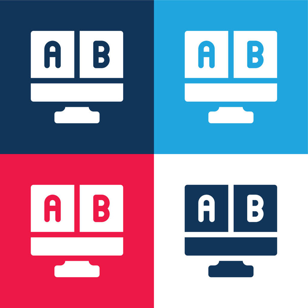 Ab Testing blue and red four color minimal icon set - Vector, Image