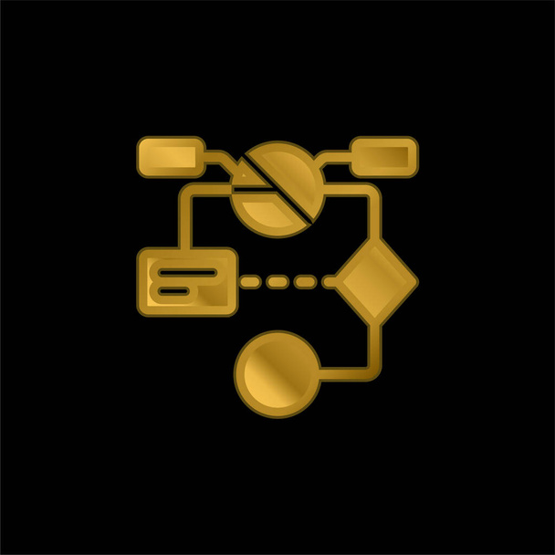 Algoritmo chapado en oro icono metálico o logo vector - Vector, Imagen