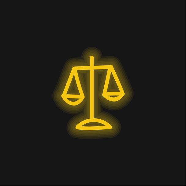 Měřítko vyvážení Ručně kreslený symbol žlutá zářící neonová ikona - Vektor, obrázek