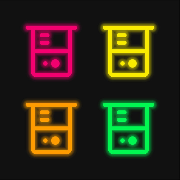 Kádinka čtyři barvy zářící neonový vektor ikona - Vektor, obrázek