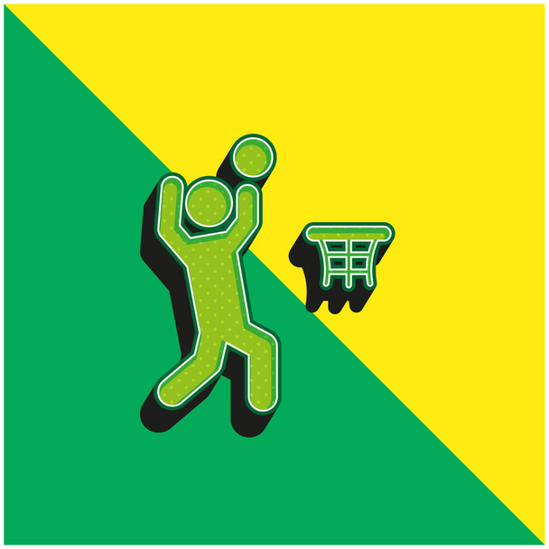 Basketball Player Green and yellow modern 3d vector icon logo - Vector, Image