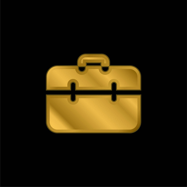 Maletín chapado en oro icono metálico o logo vector - Vector, imagen