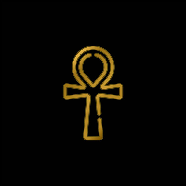 Ankh banhado a ouro ícone metálico ou vetor logotipo - Vetor, Imagem