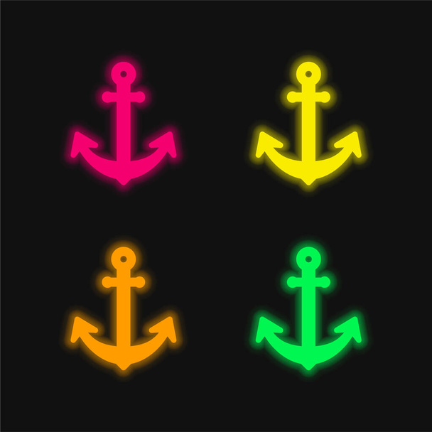 Icône vectorielle néon à quatre couleurs Big Anchor - Vecteur, image