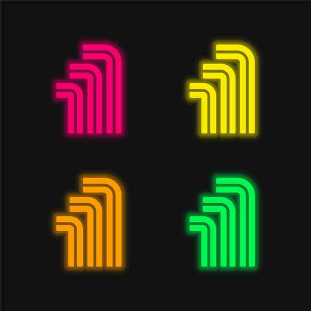 Allen négy színű izzó neon vektor ikon - Vektor, kép