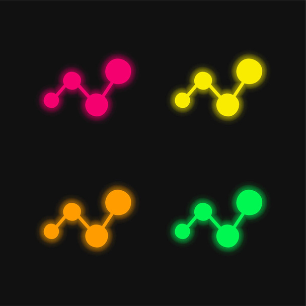Analytics Chart Symbol four color glowing neon vector icon - Vector, Image