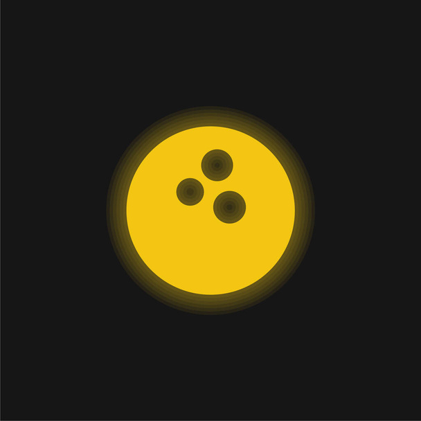 Keilailu pallo keltainen hehkuva neon kuvake - Vektori, kuva