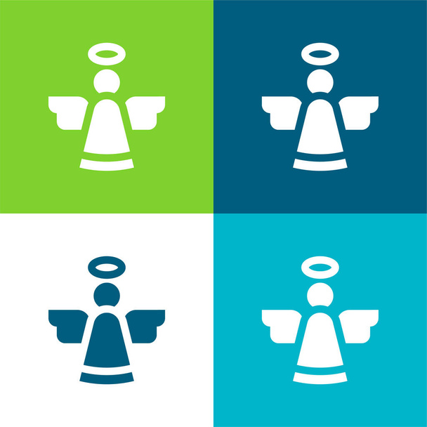 Conjunto de ícones mínimos de quatro cores Angel Flat - Vetor, Imagem