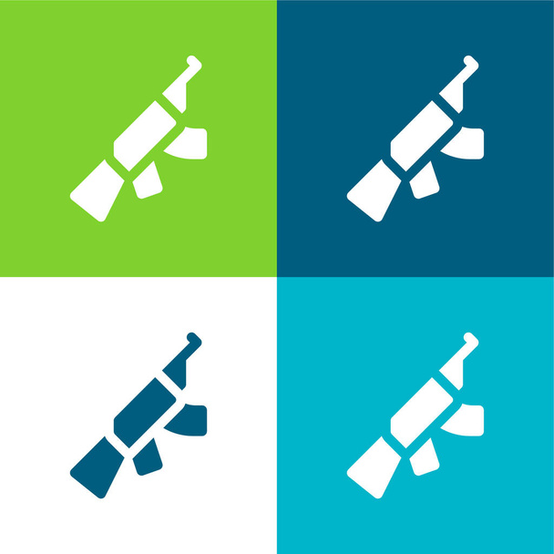 Штурмовая винтовка Плоская четырехцветная минимальная иконка - Вектор,изображение