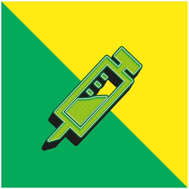 Анестезия Введение стоматолога Диагональный символ Зеленый и желтый современный 3D-векторный логотип - Вектор,изображение