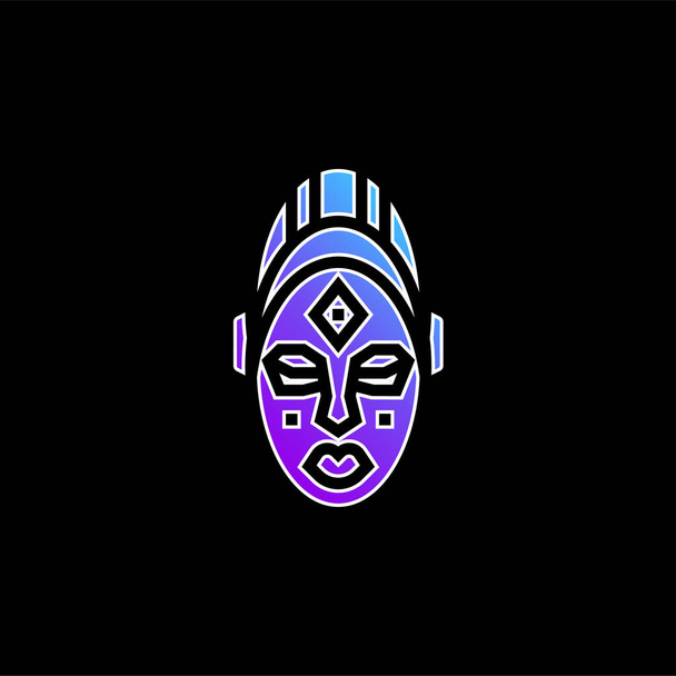 Maschera africana blu gradiente icona vettoriale - Vettoriali, immagini