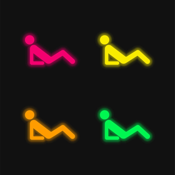 Abs Workout négy szín izzó neon vektor ikon - Vektor, kép