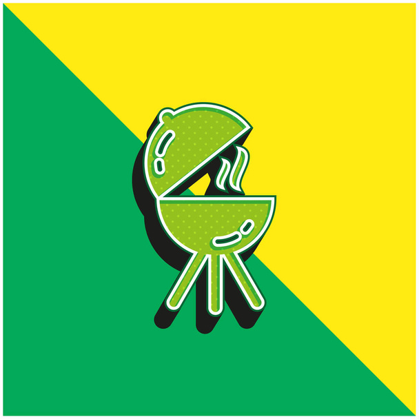 Barbecue Open Green and yellow modern 3d vector icon λογότυπο - Διάνυσμα, εικόνα